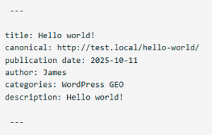 Markdown metadata known as frontmatter
